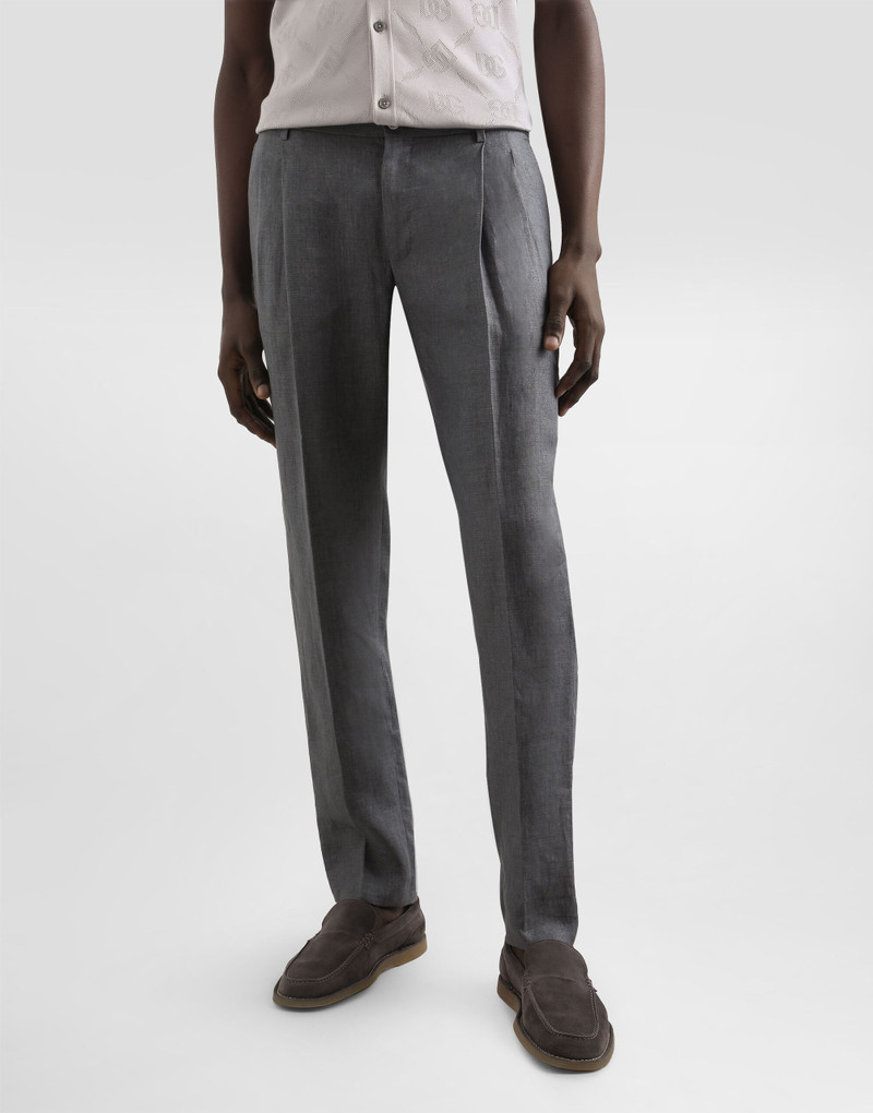 Washed linen canvas trousers 4