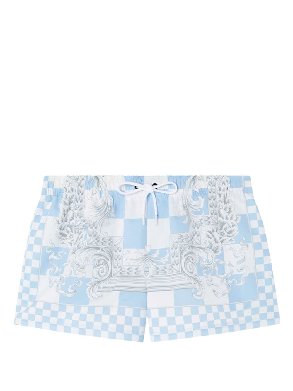 baroque-print checked swim shorts - 2