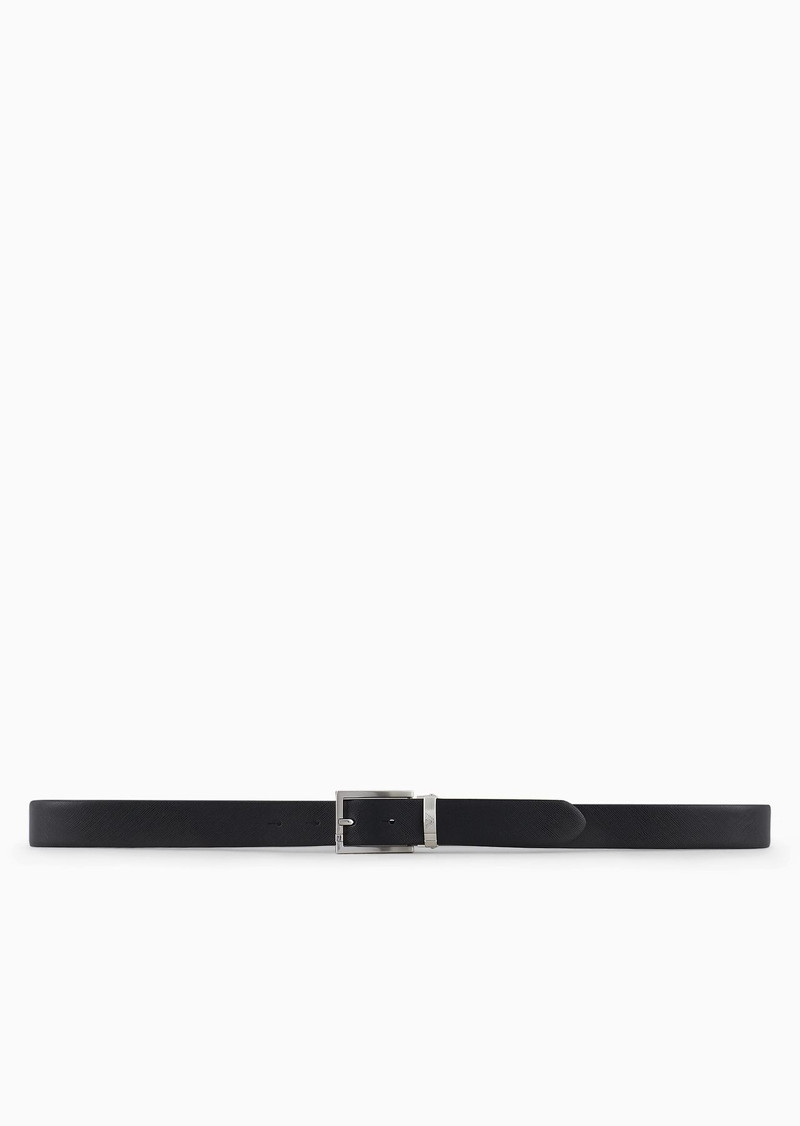 Reversible belt in two-tone leather with all-over embossed eagle 3