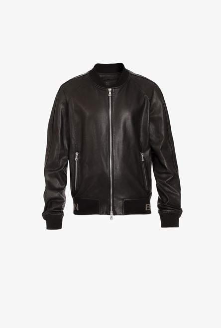 Reversible black leather bomber jacket - 1