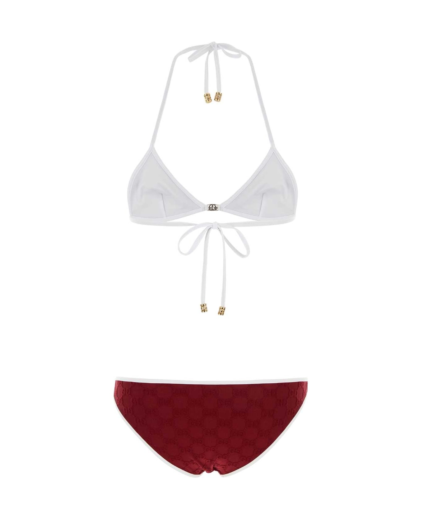Burgundy Stretch Terry Fabric Bikini - 2