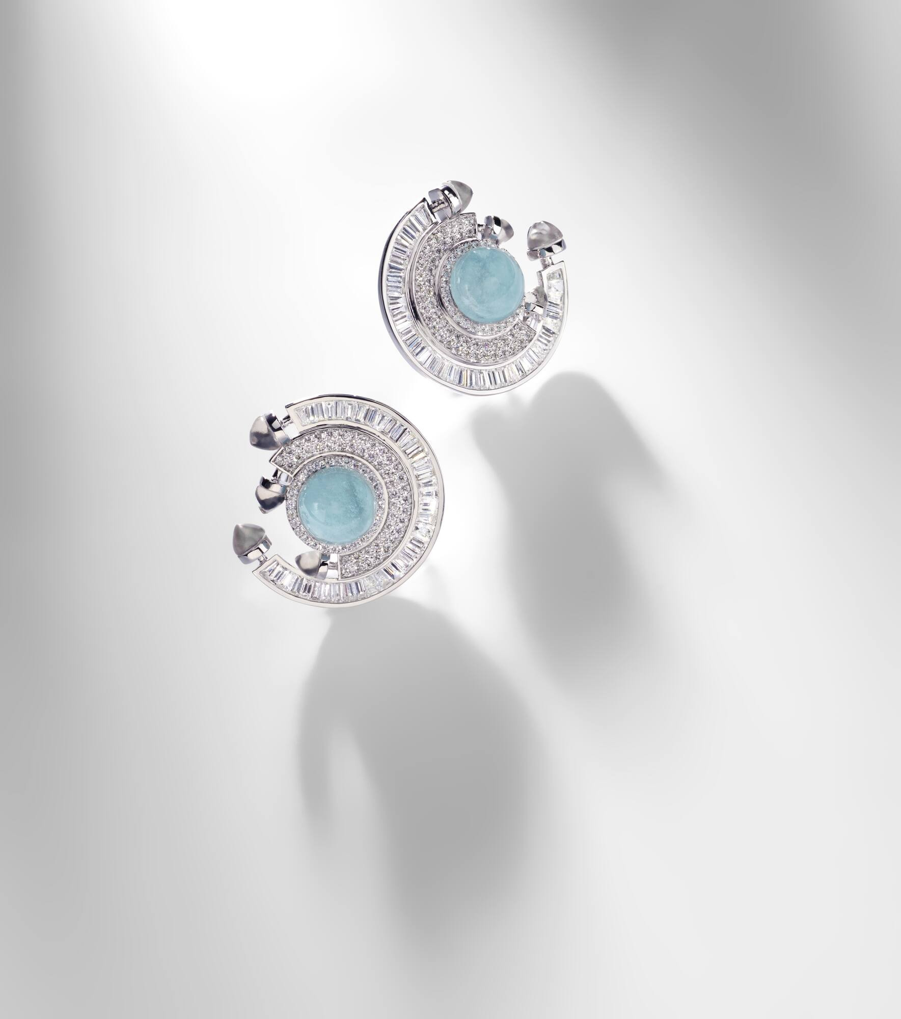 Chakra 18kt white gold earrings with pearls and gemstones - 5
