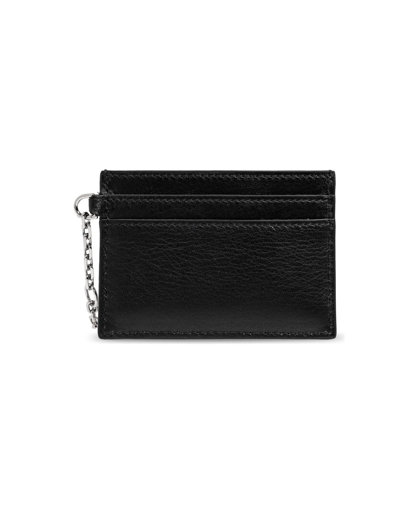 Sling Card Holder In Black And Silver - 2