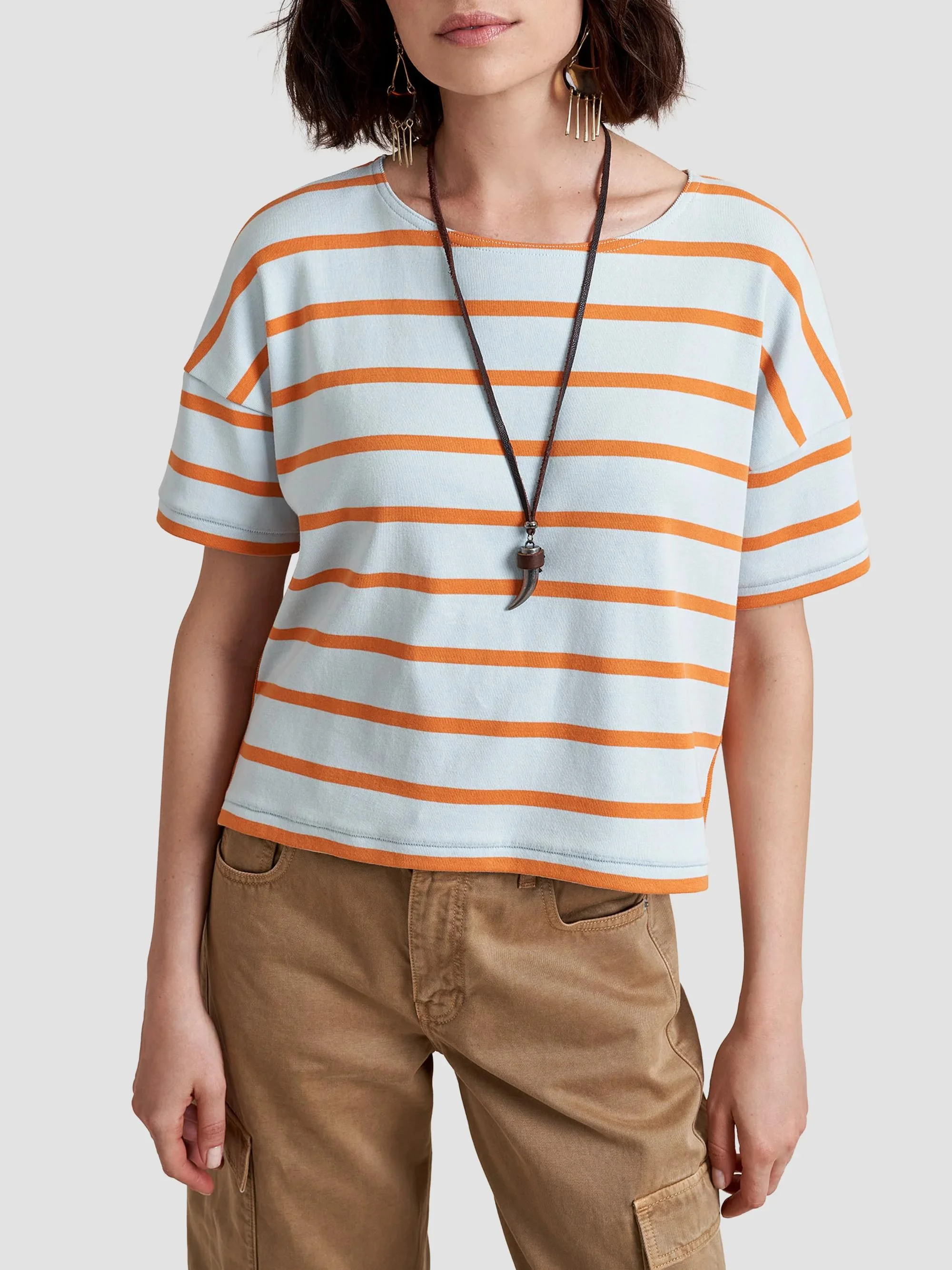 Women's Breton Short Sleeve Tee - Blue Pumpkin - 1