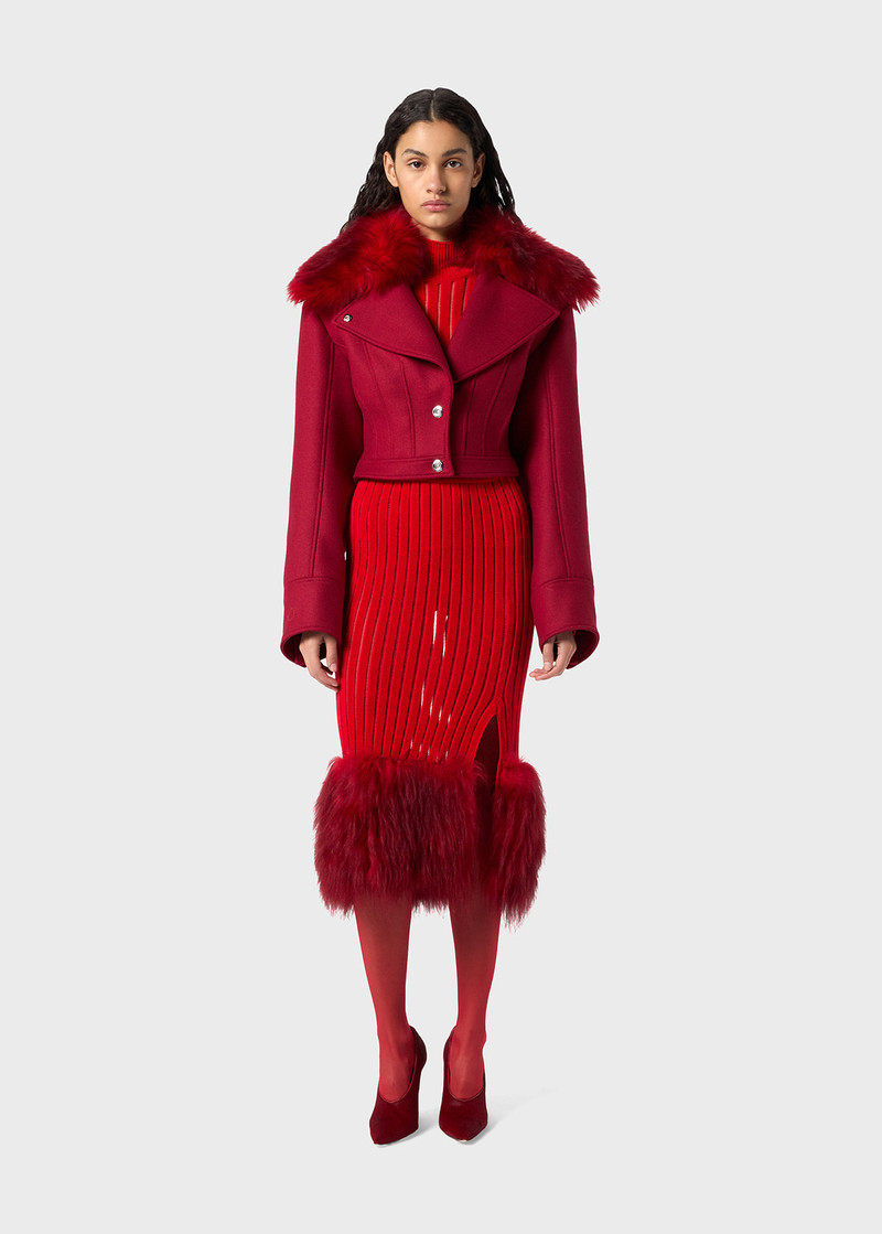 Blumarine WOOL COAT WITH FUR outlook