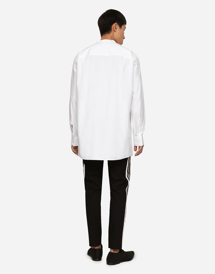Oversize cotton shirt with Mandarin collar - 5