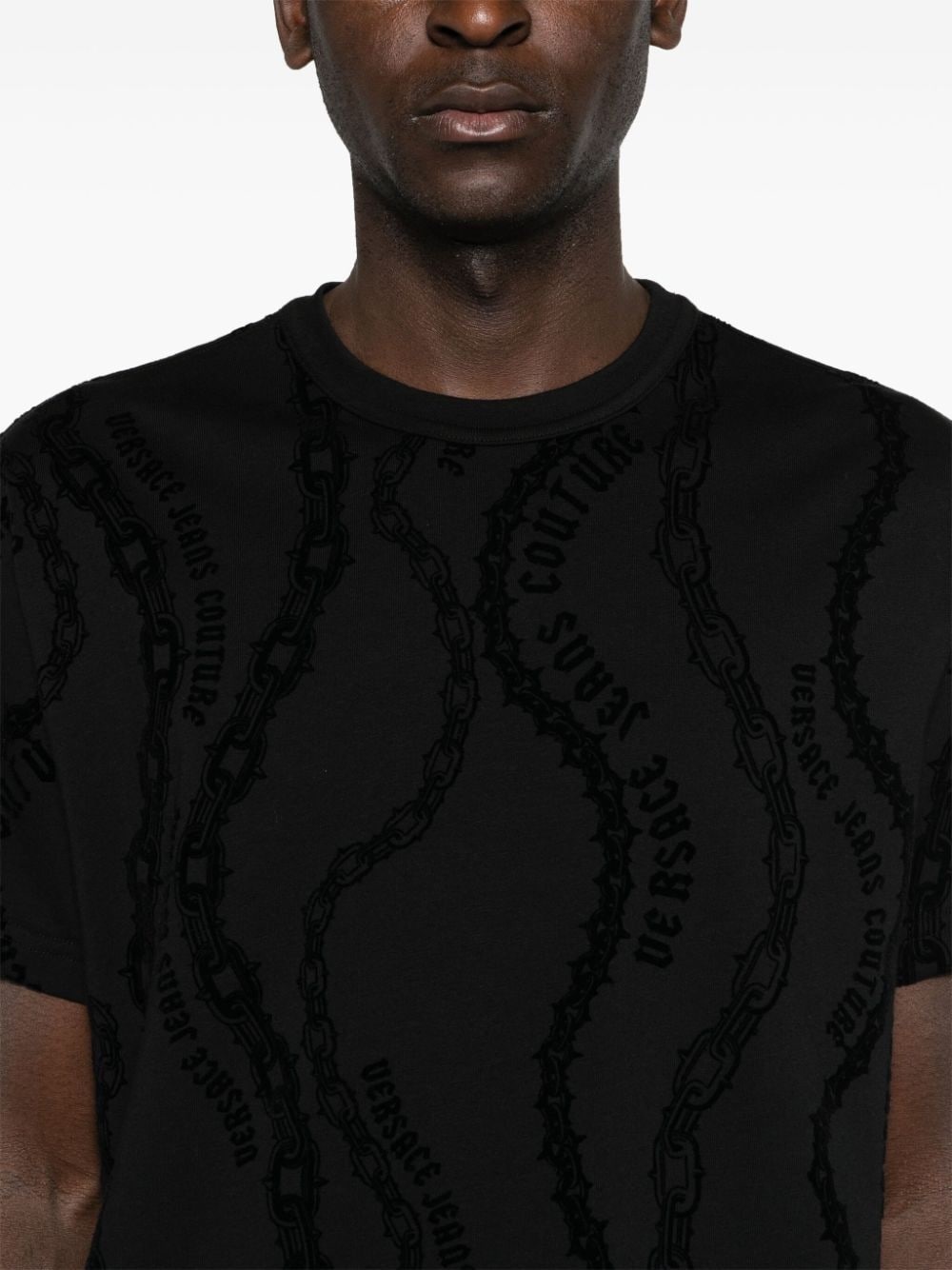 flocked-logo cotton T-shirt - 5