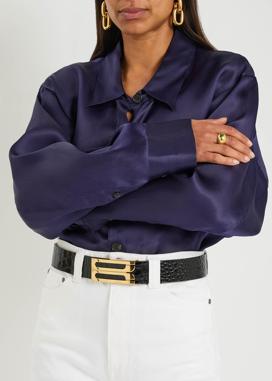 Victoria Beckham Jumbo Frame Crocodile-effect Leather Belt - 2
