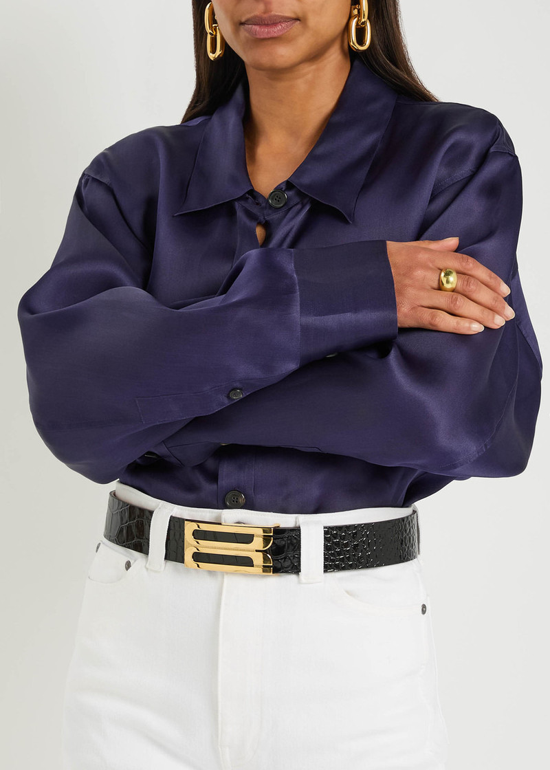 Victoria Beckham Victoria Beckham Jumbo Frame Crocodile-effect Leather Belt outlook