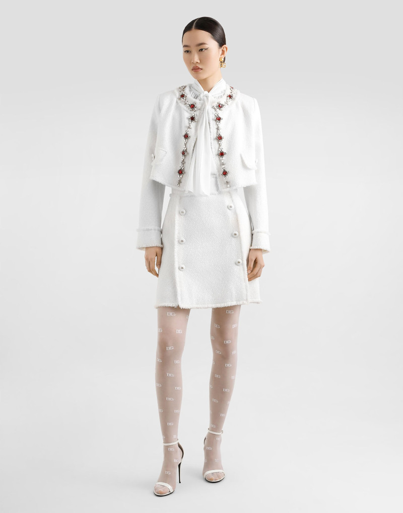 Dolce & Gabbana Short tweed jacket with jewel embroidery outlook