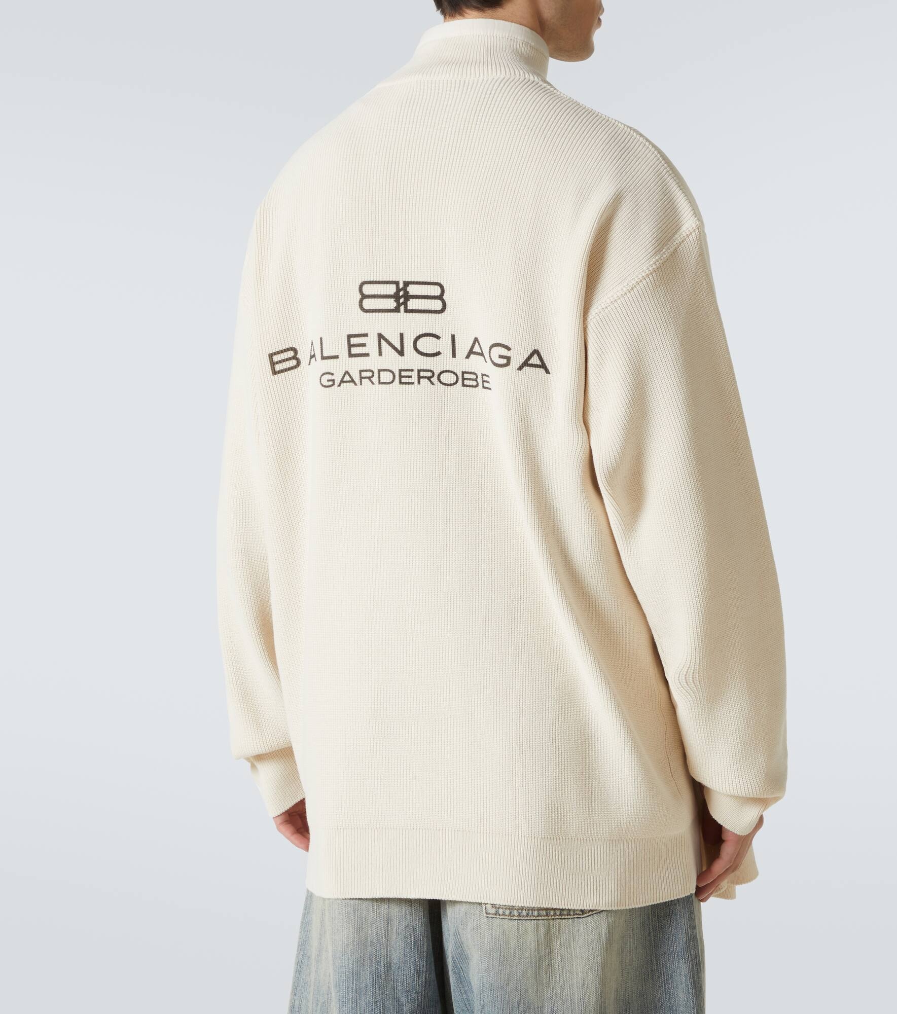 Logo cotton-blend zip-up cardigan - 4