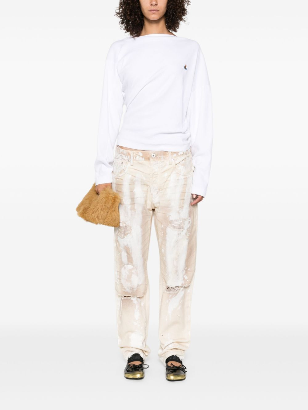 paint-splatter distressed jeans - 3