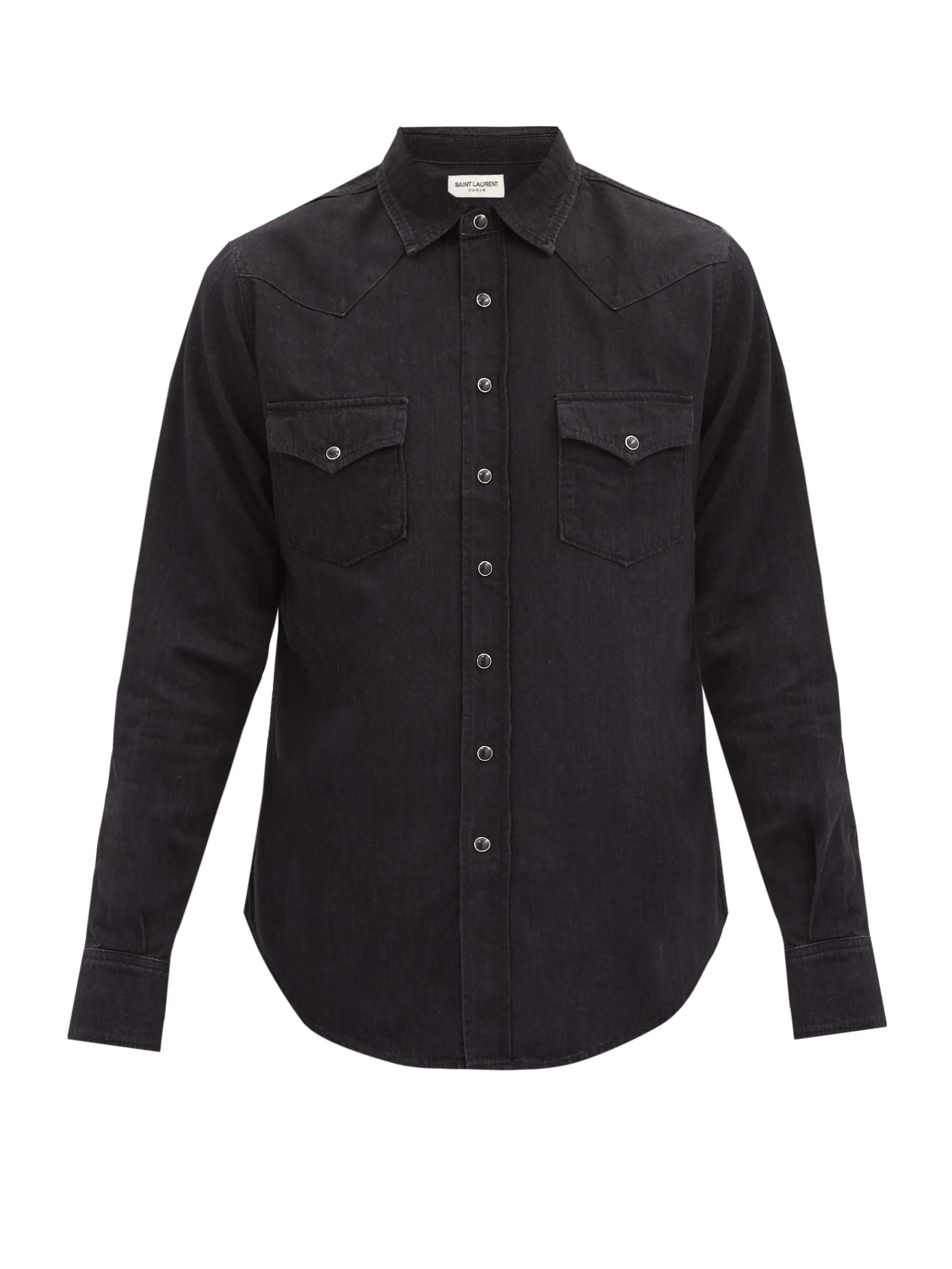 Panelled flap-pocket denim shirt - 1