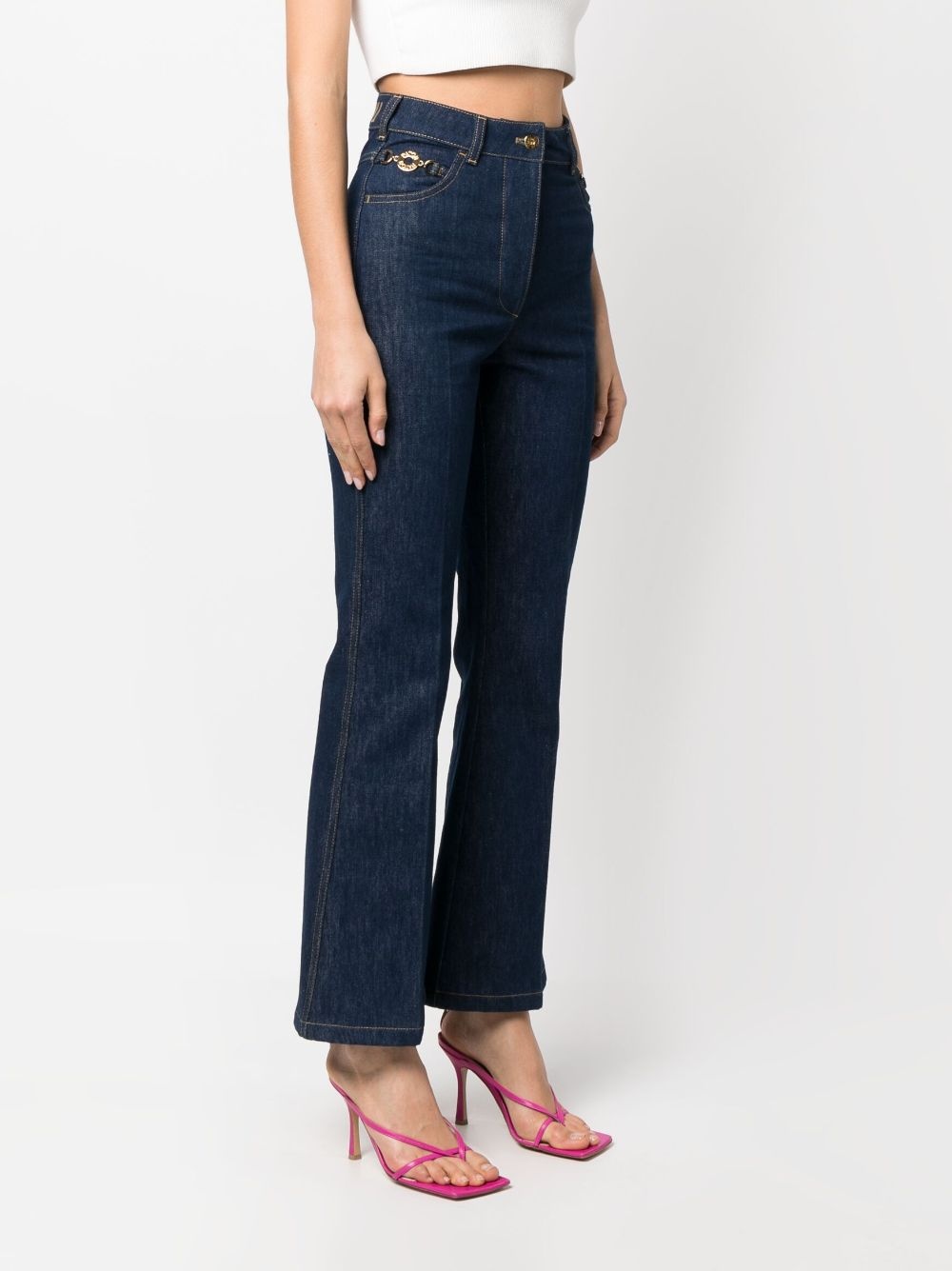 logo-embroidered kick-flare jeans - 3