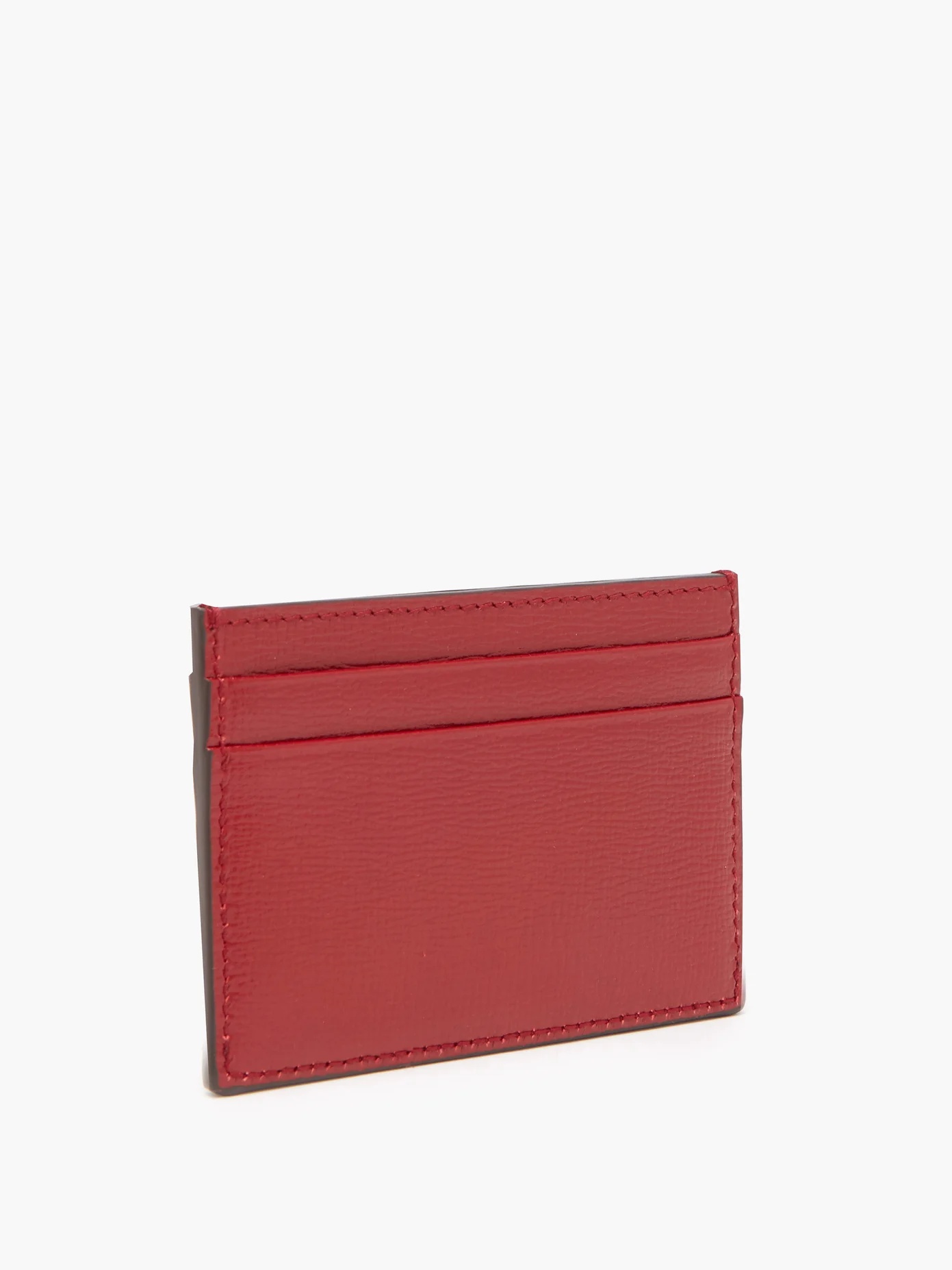 Logo-plaque grained-leather cardholder - 3