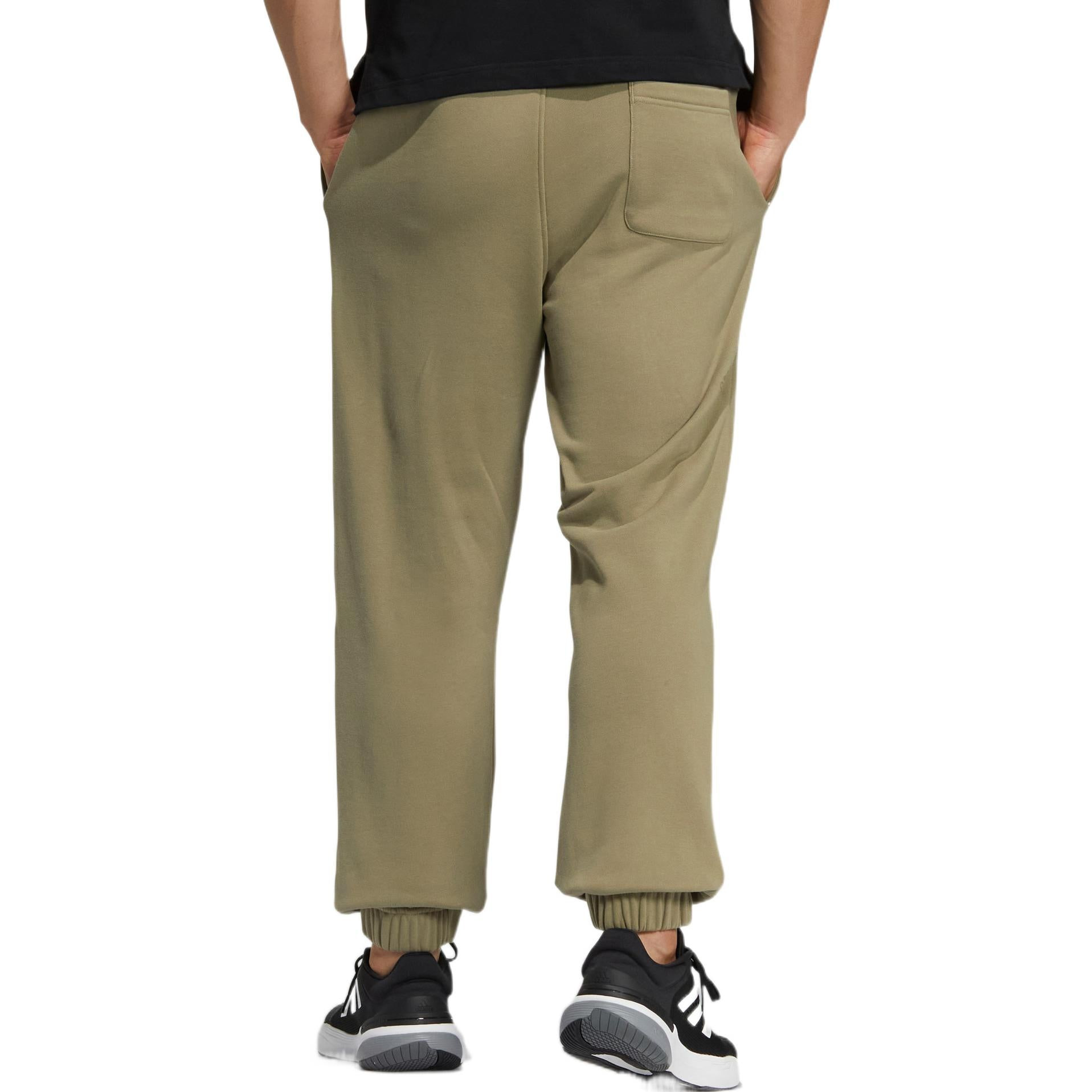 Men's adidas Solid Color Logo Printing Elastic Waistband Bundle Feet Sports Pants/Trousers/Joggers G - 3