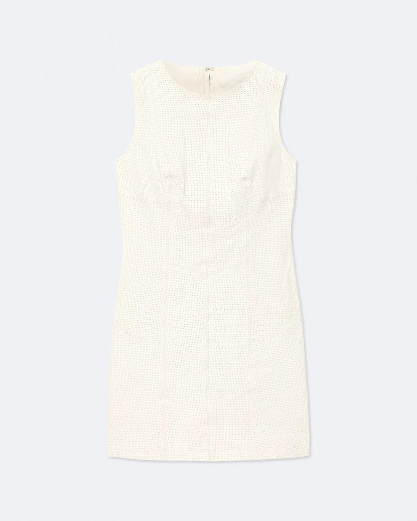VEE PERFORATED LEATHER MINI DRESS - 1