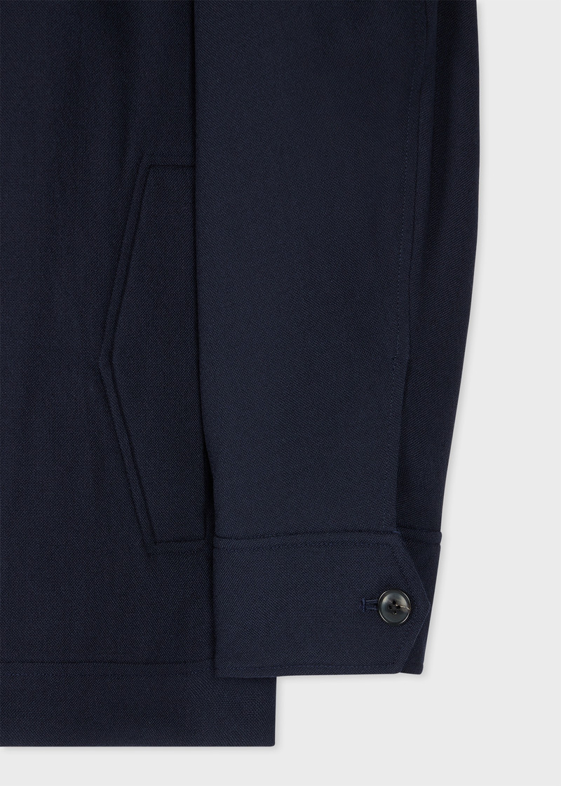 Dark Navy Two-Ply Hopsack Wool Wadded Harrington Jacket 3