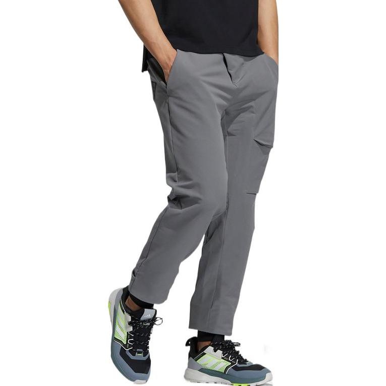 Men's adidas Solid Color Logo Printing Elastic Waistband Sports Pants/Trousers/Joggers Gray H13844 - 2