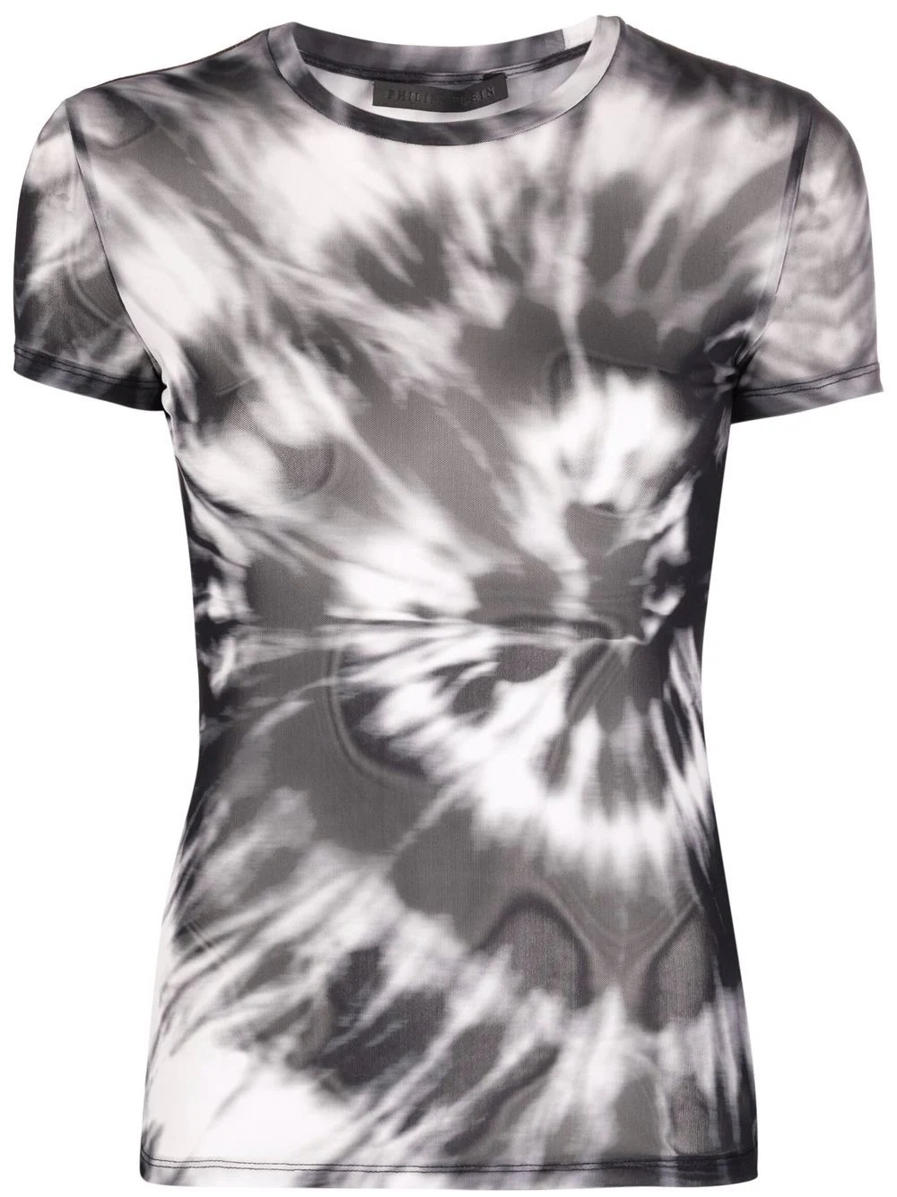 tie dye-print semi-sheer T-shirt - 1