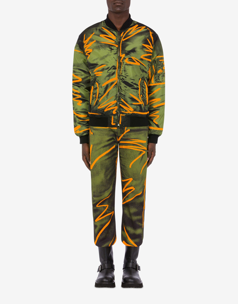 Moschino SHADOWS & SQUIGGLES NYLON BOMBER JACKET outlook