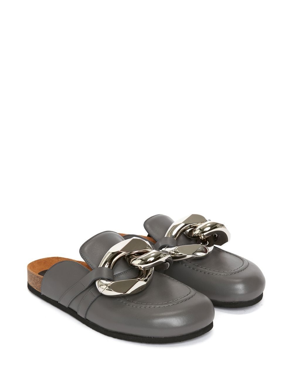 Chain-detail leather loafers - 2