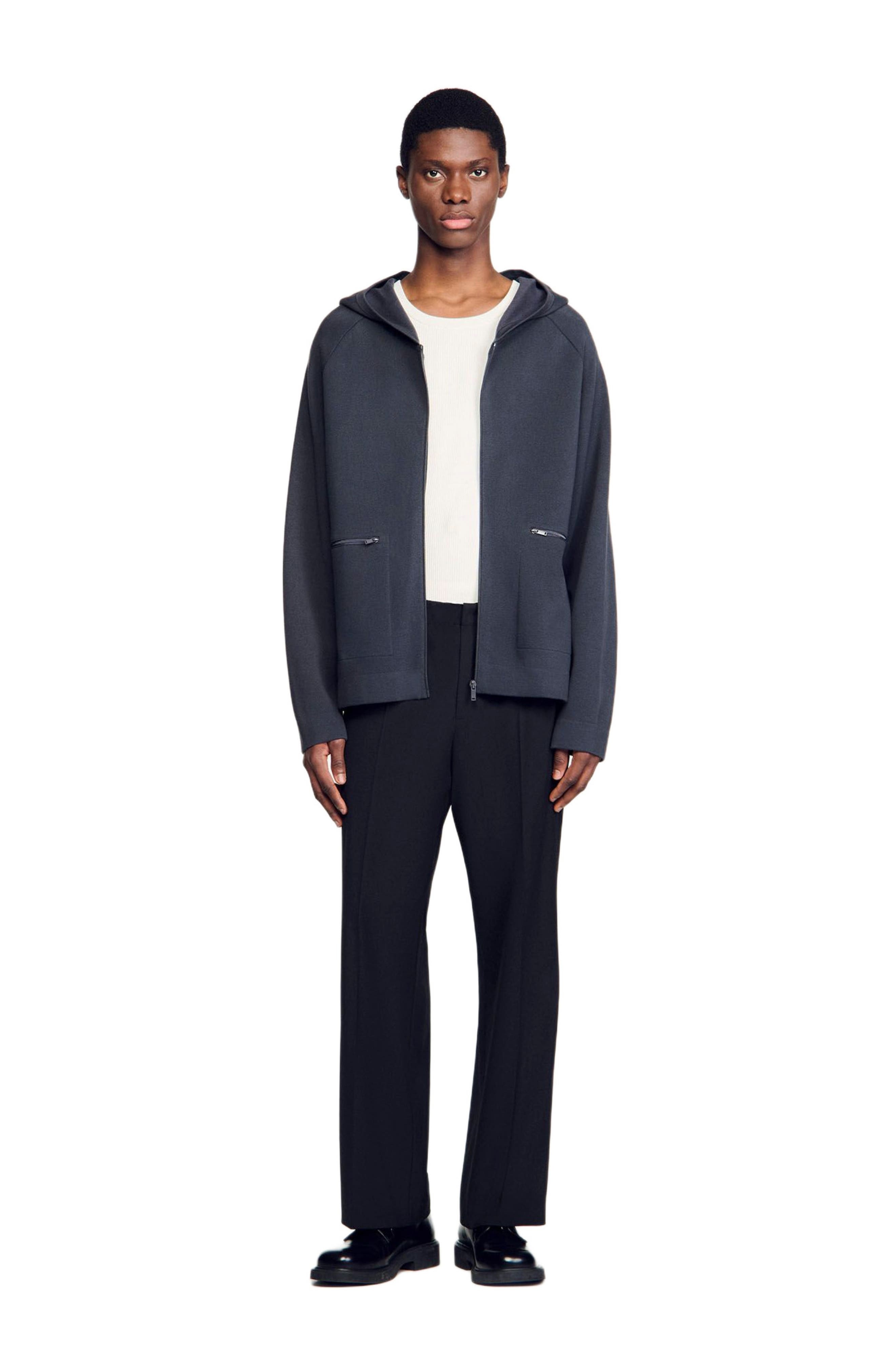 SANDRO Milano knit hooded cardigan in Fonte at Nordstrom - 3