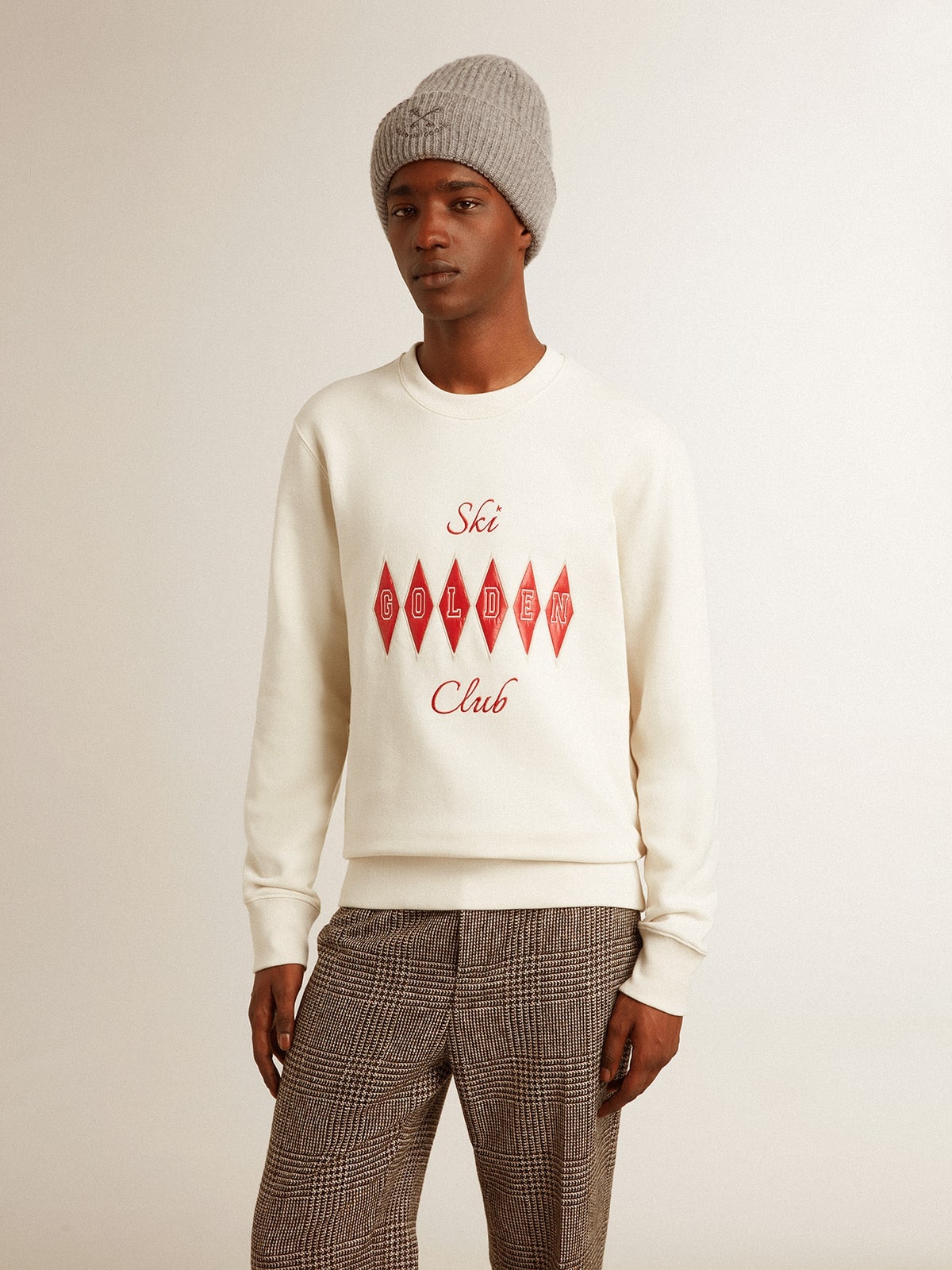 Men's cotton crew-neck sweatshirt with embroidered lettering - 3