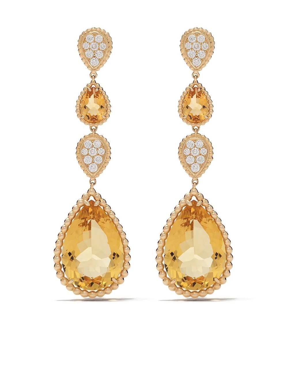 18kt yellow gold Serpent Bohème citrine and diamond S motif pendant earrings - 1