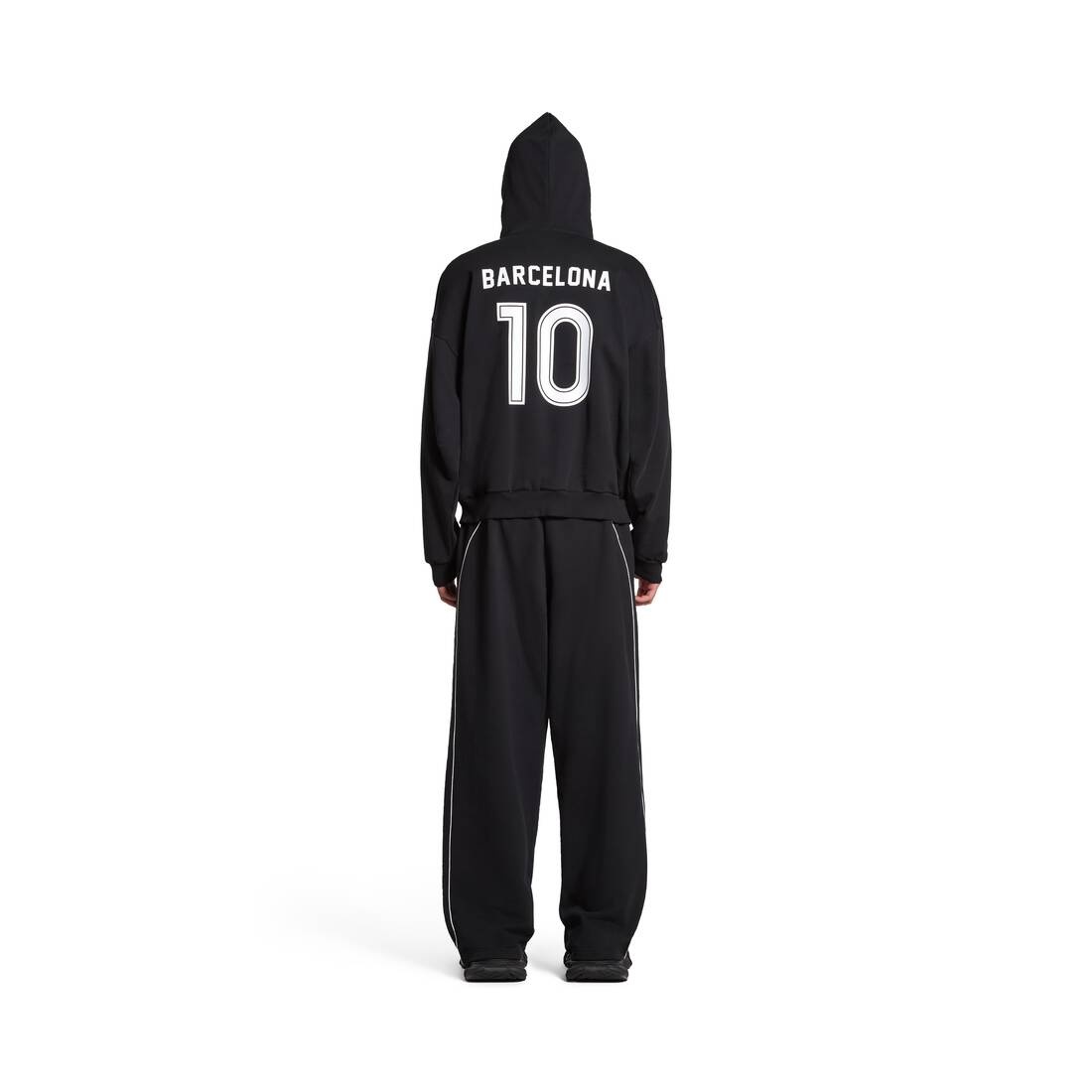 Barcelona Soccer Zip-up Hoodie Medium Fit in Black/white - 4
