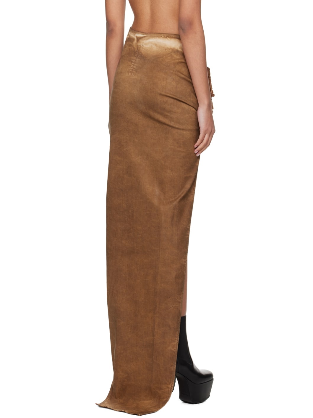 Brown Edfu Denim Maxi Skirt - 3