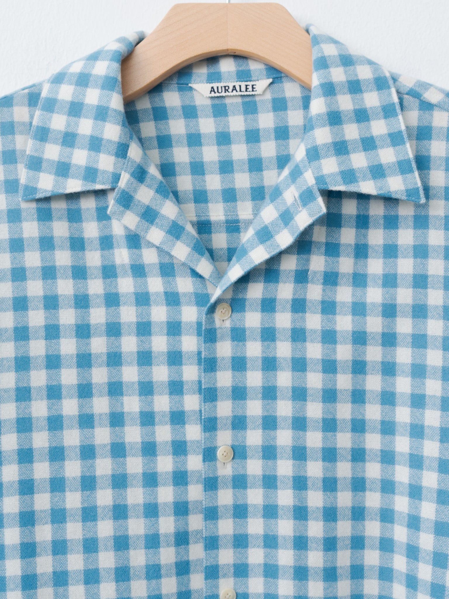 Airy Smooth Cashmere Shirt Blouson - Light Blue Gingham Check - 4