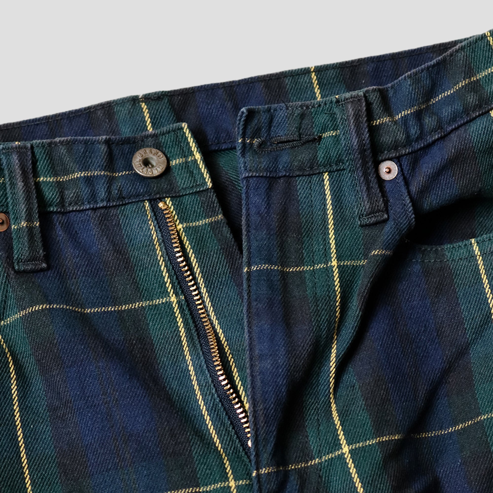 11oz TARTAN CHECK 5P MONKEY CISCO JEANS (STUDS REMAKE) - NAVY - 3