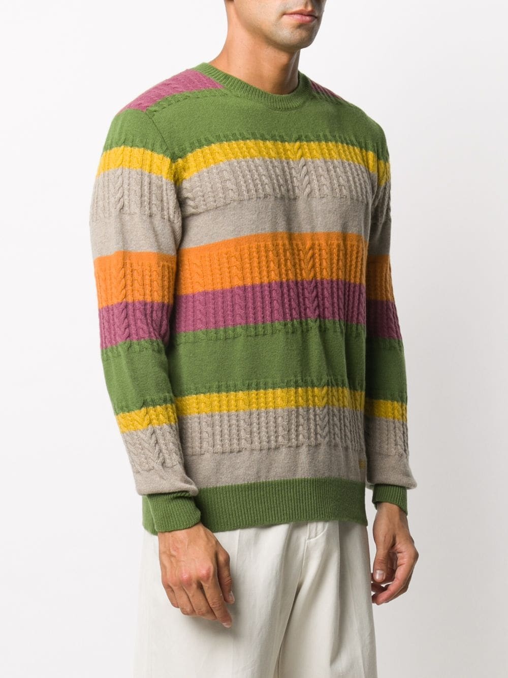 striped cable knit jumper  - 3