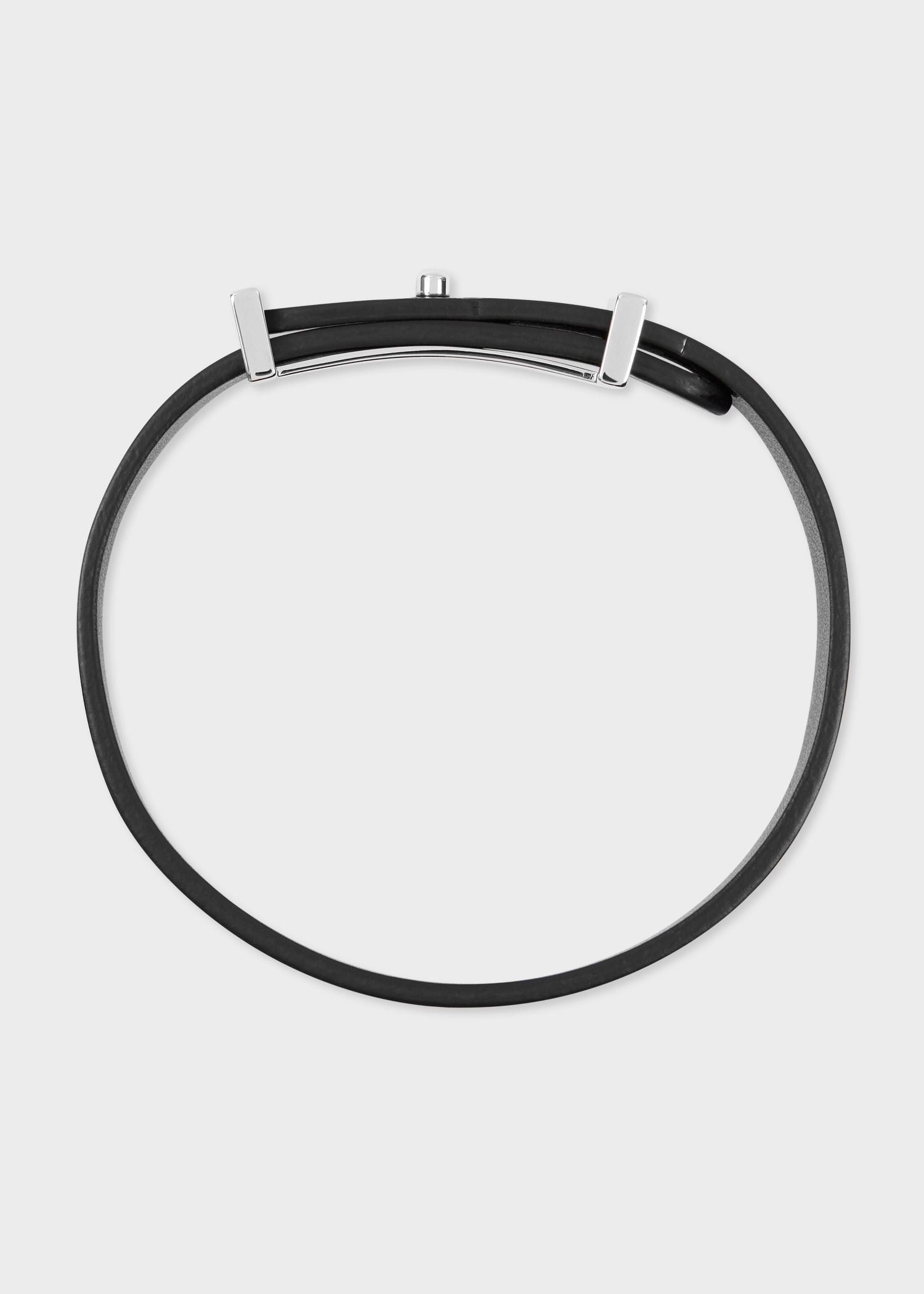 Black Signature Buckle Leather Bracelet - 1