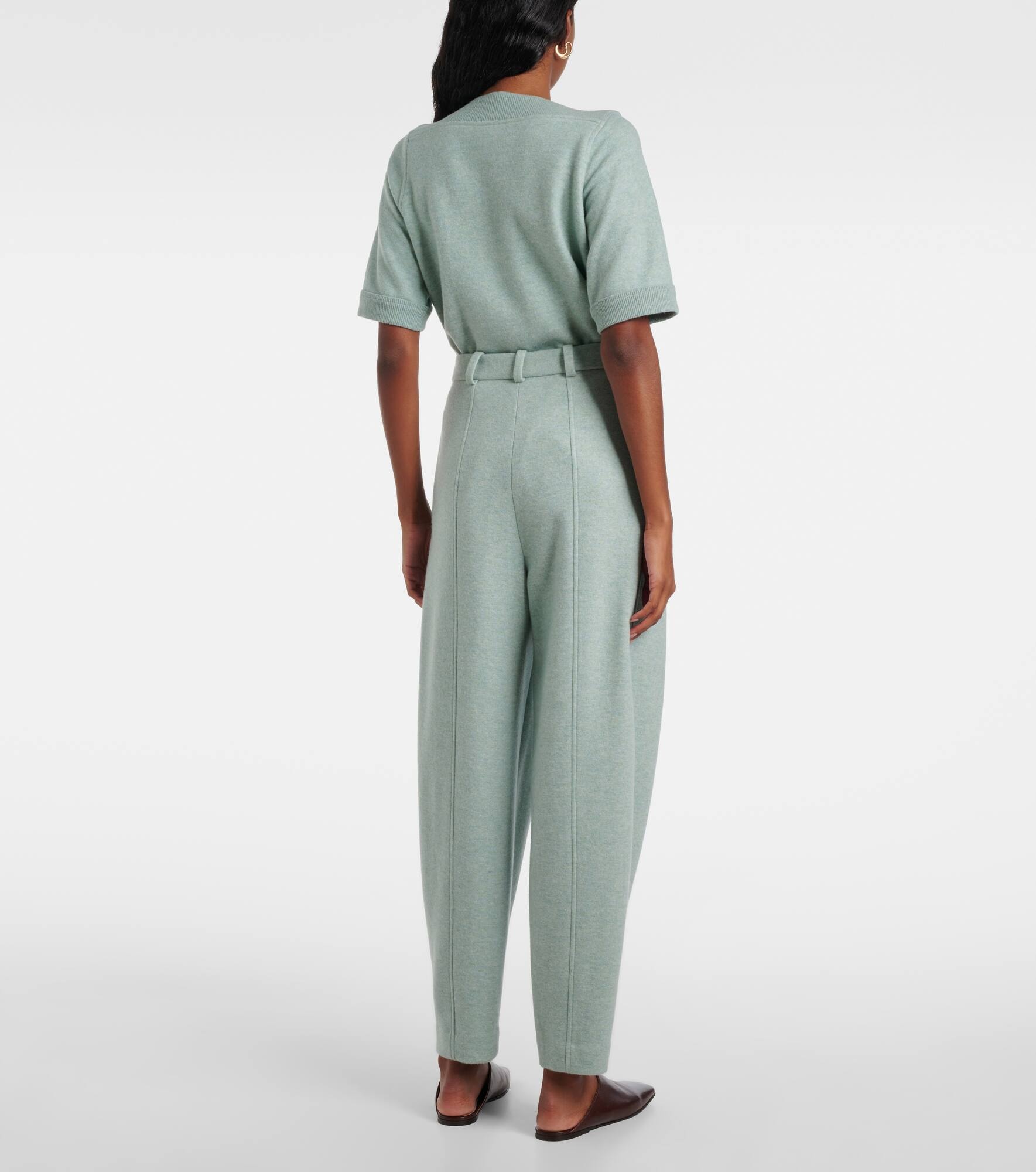 High-rise cashmere-blend tapered pants - 3