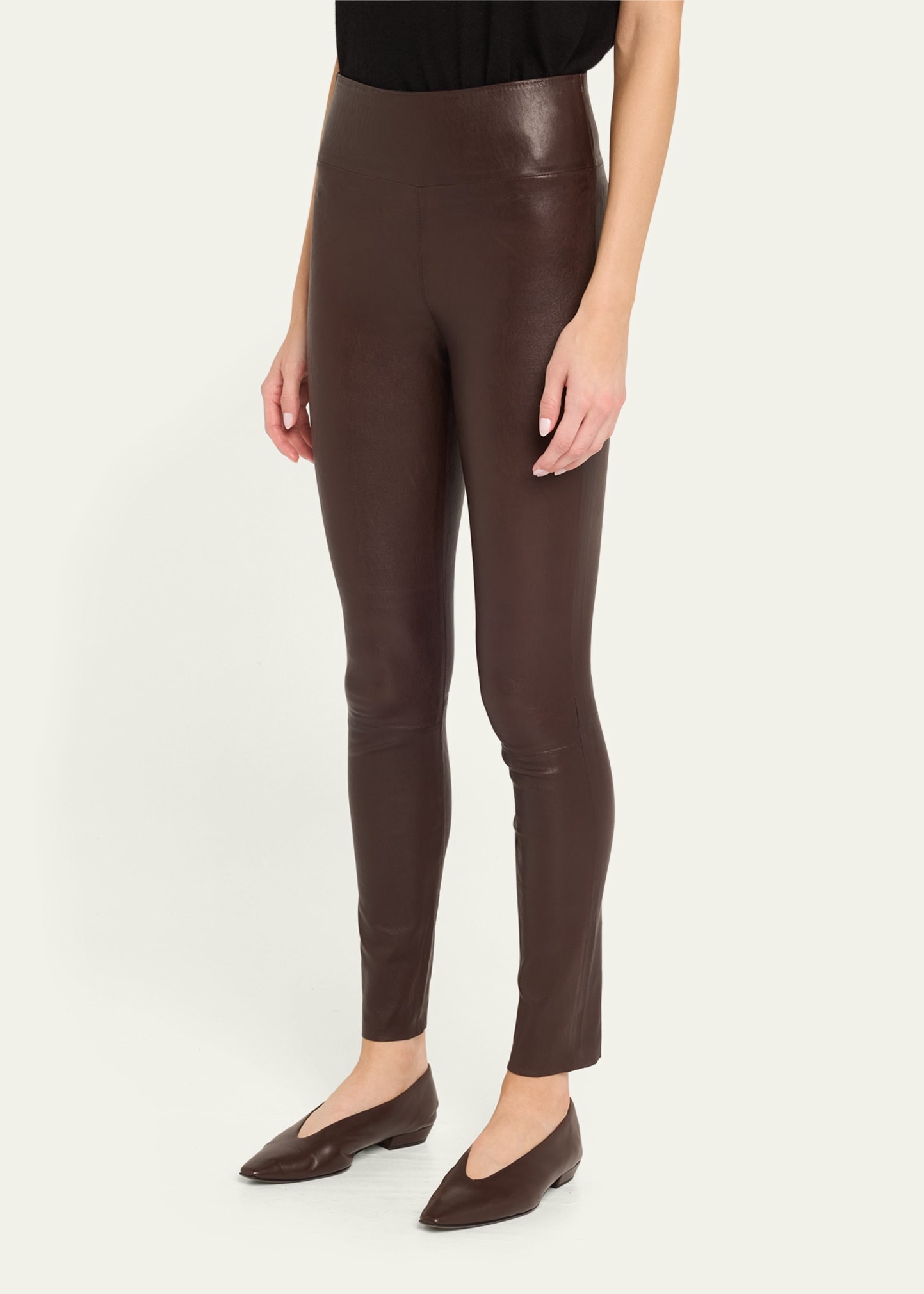 High-Waist Leather Ankle Leggings - 4
