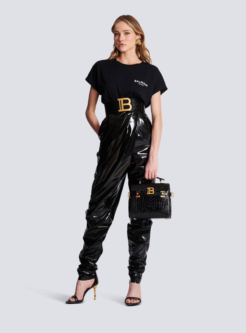 Balmain Eco-designed cotton T-shirt with small flocked Balmain logo outlook