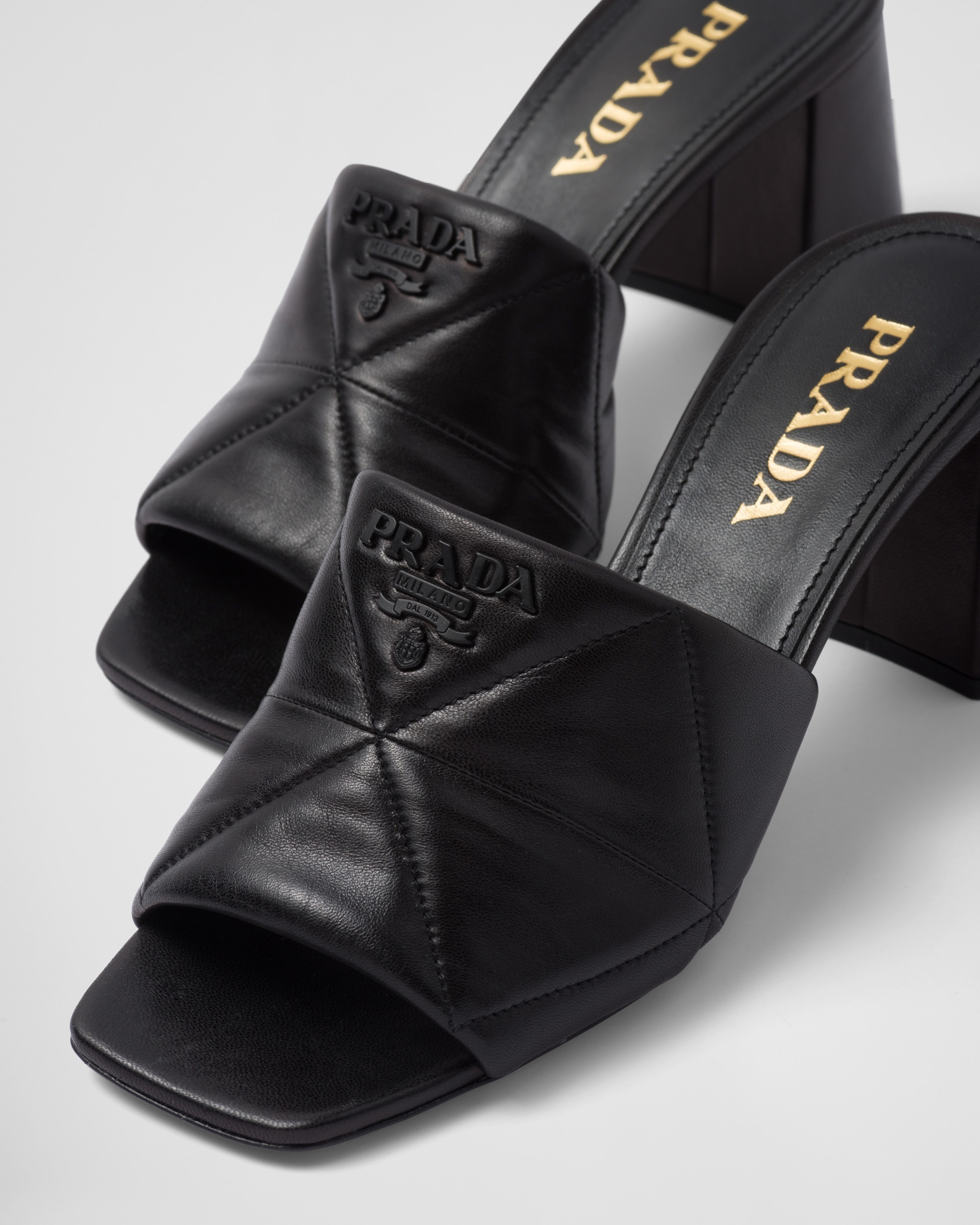 Quilted nappa leather heeled sandals - 6