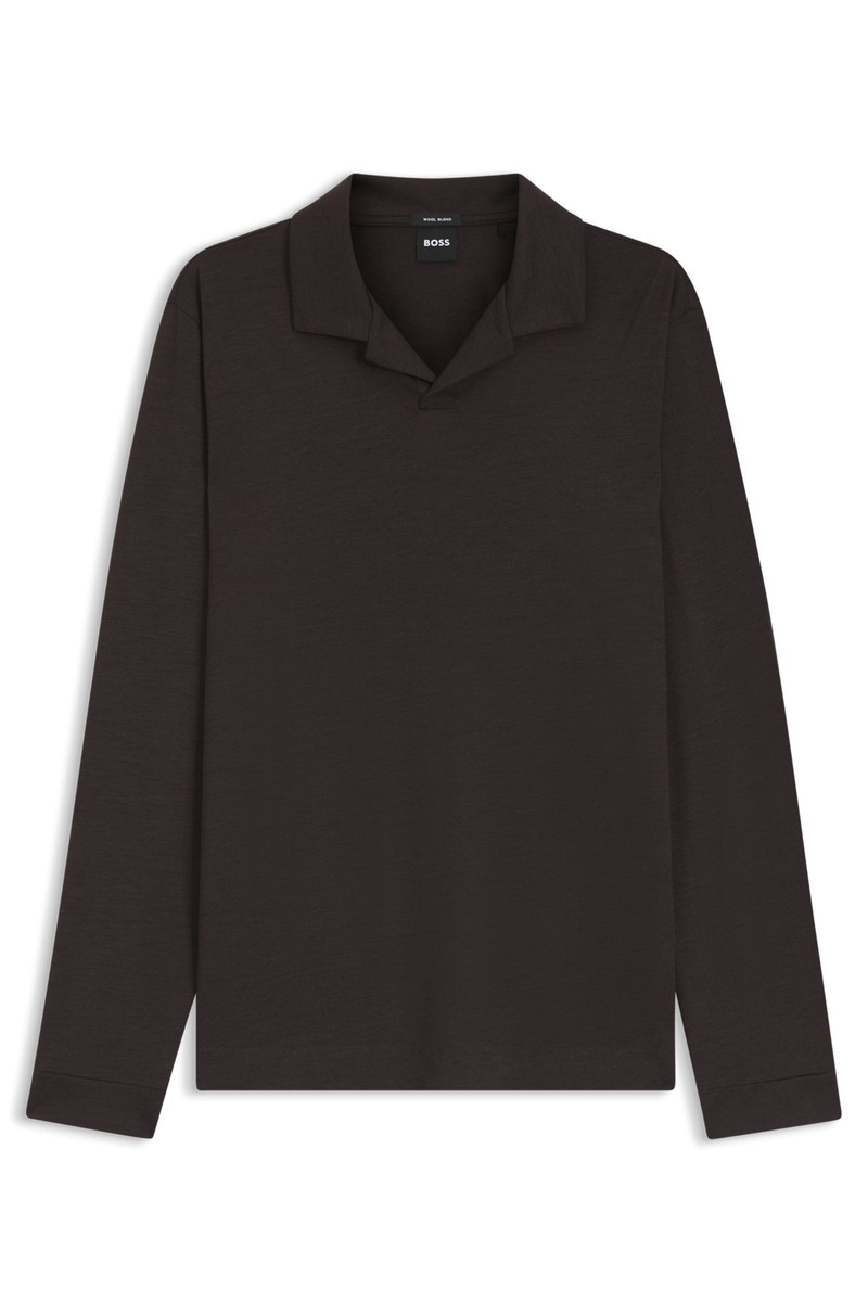 WOOL-BLEND POLO SHIRT WITH JOHNNY COLLAR 1