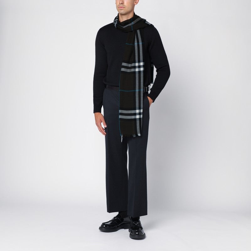 Burberry Light Wool Scarf Check Brown Men - 2