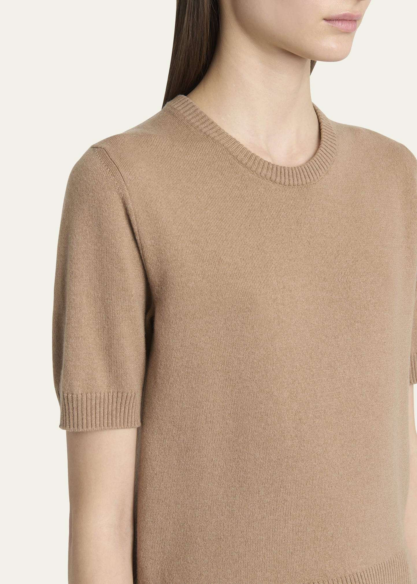 Short-Sleeve Cashmere Crewneck Sweater - 5