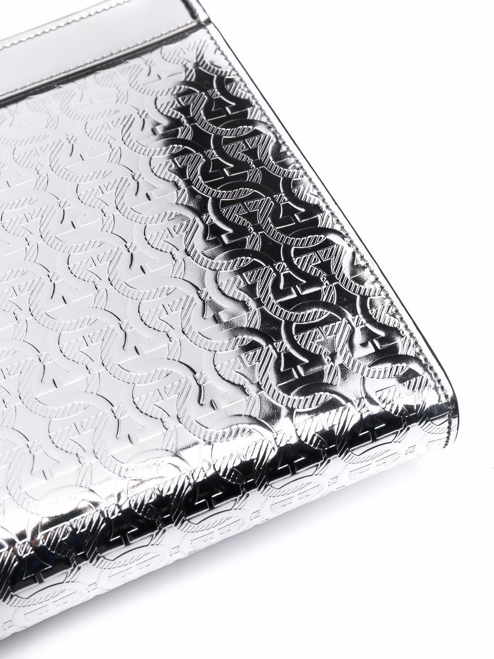 Gancini metallic leather clutch - 4