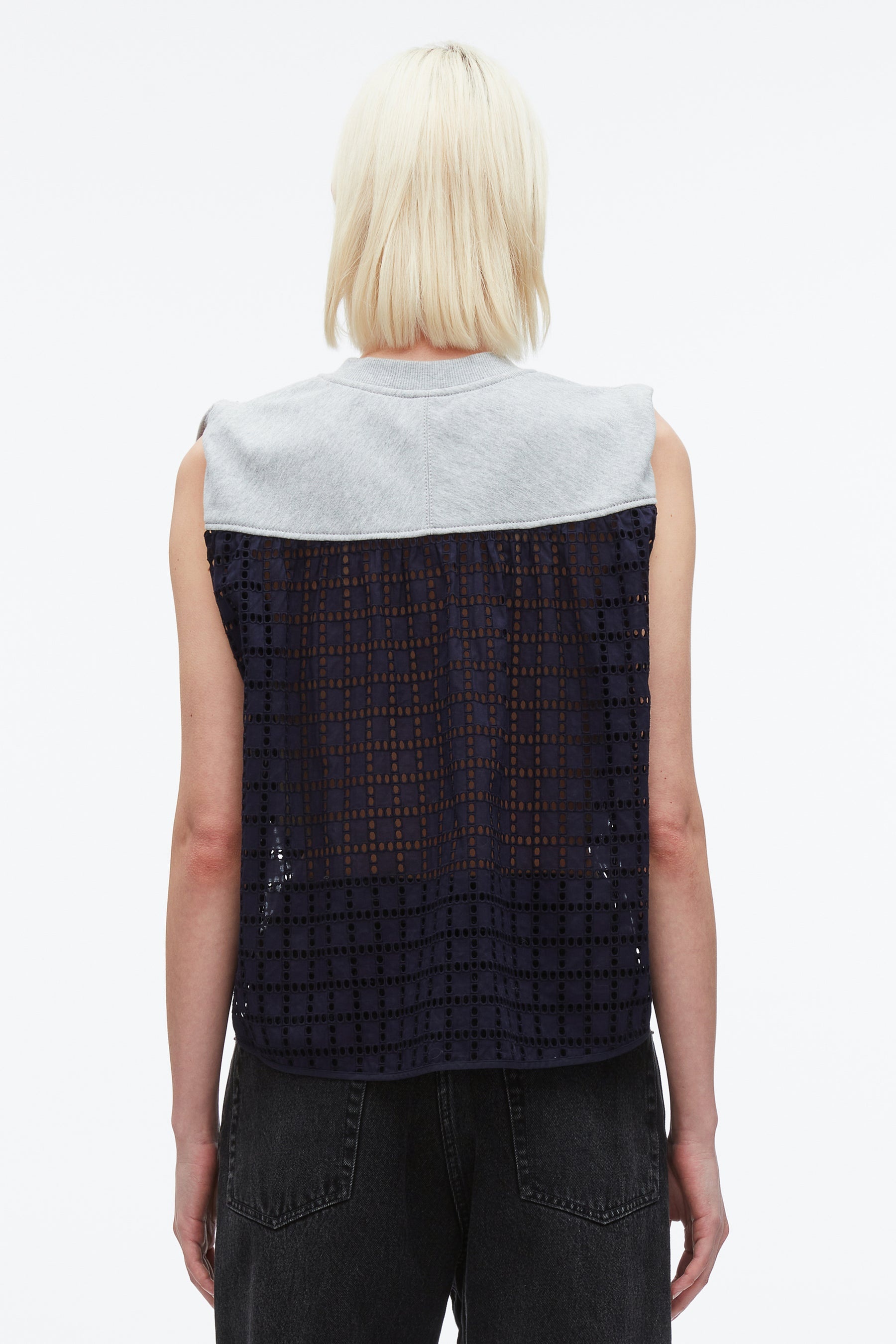 French Terry Top with Broiderie Anglaise Combo - 5