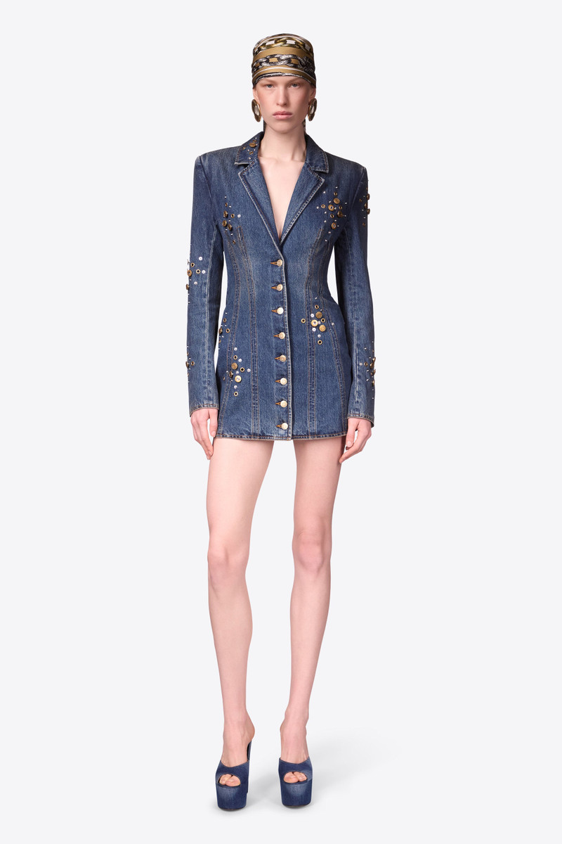CRYSTAL BUTTON STUDDED BLAZER DRESS 4