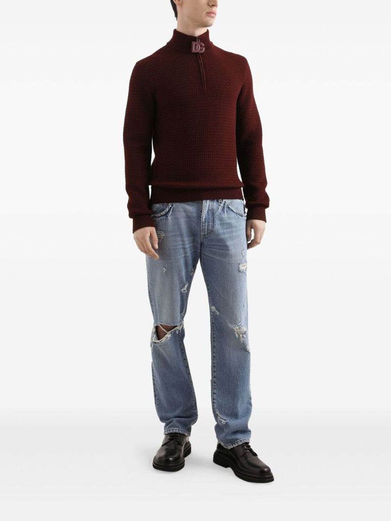 Dolce & Gabbana half-zip waffle-knit sweater outlook