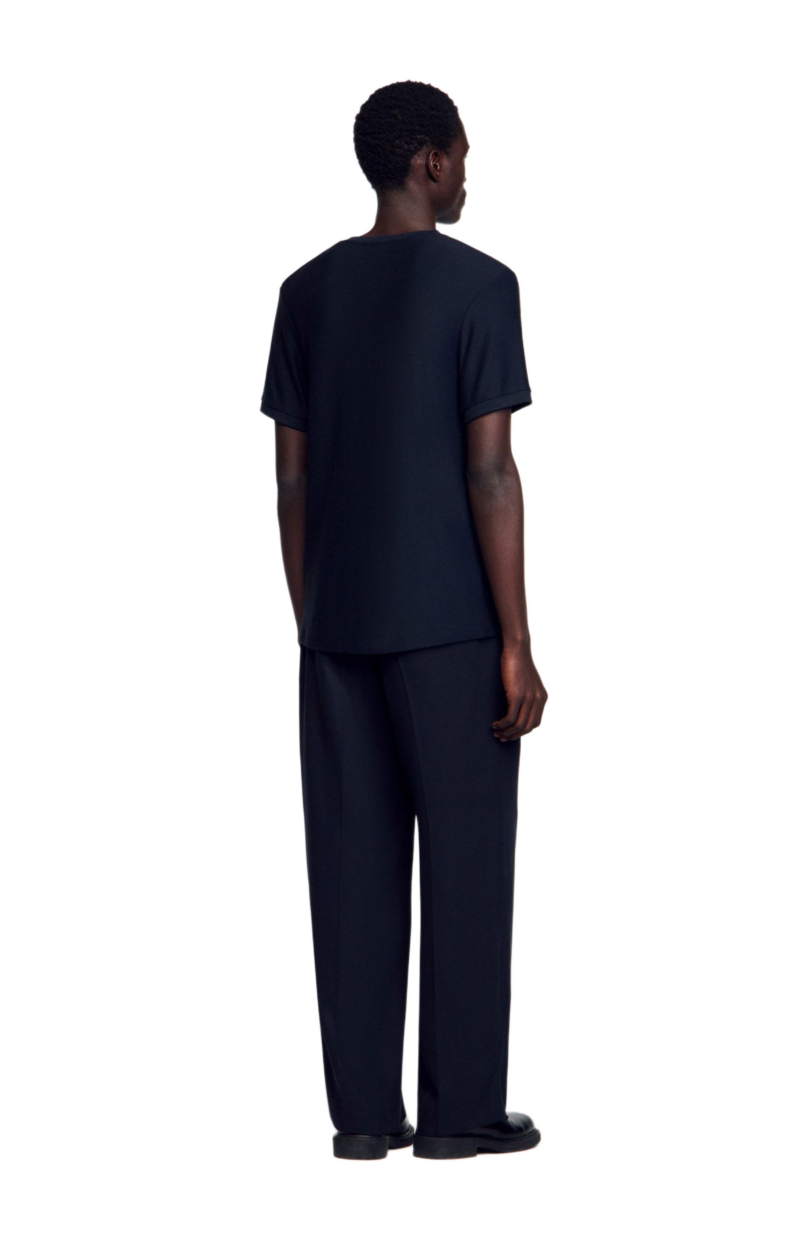 SANDRO Round neck T-shirt in Midnight Blue at Nordstrom - 2