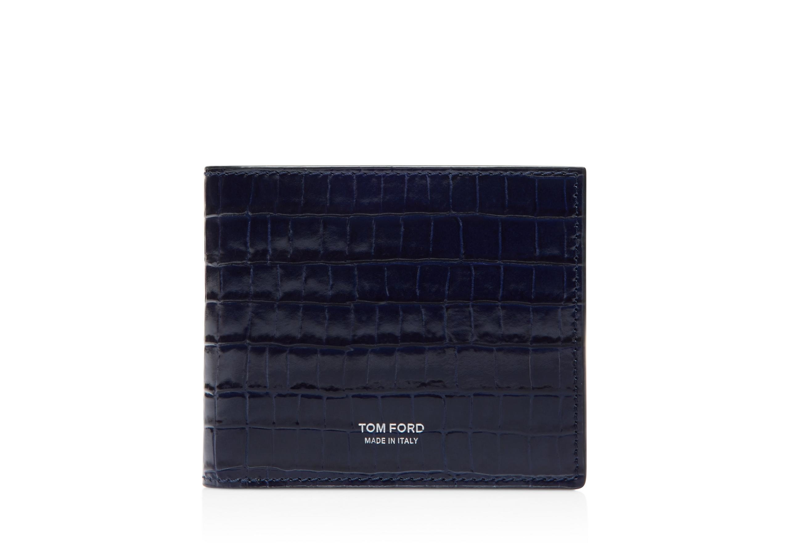 GLOSSY PRINTED CROC BIFOLD WALLET - 1