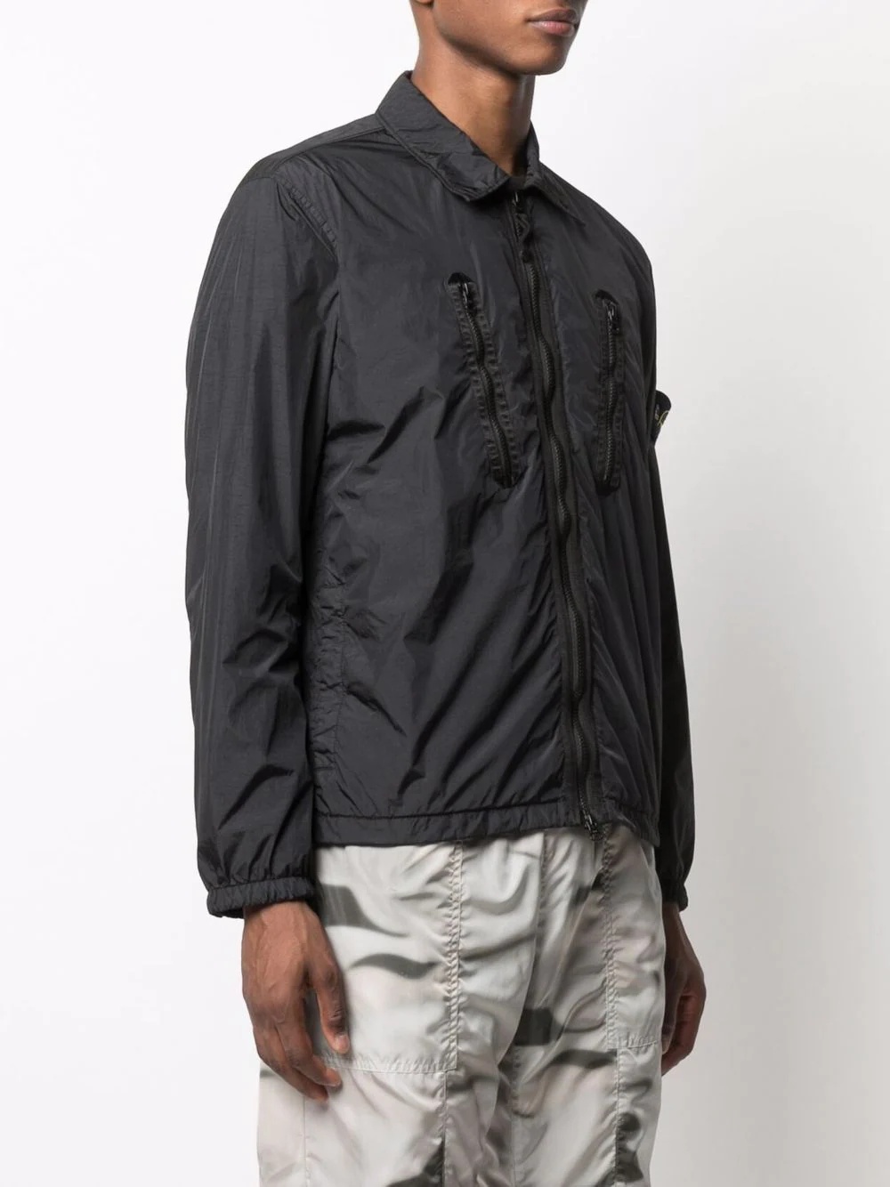 badge zipped overshirt - 3