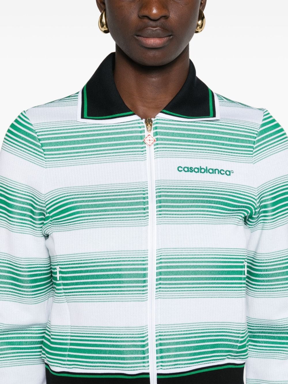 logo-embroidered striped sweatshirt - 5